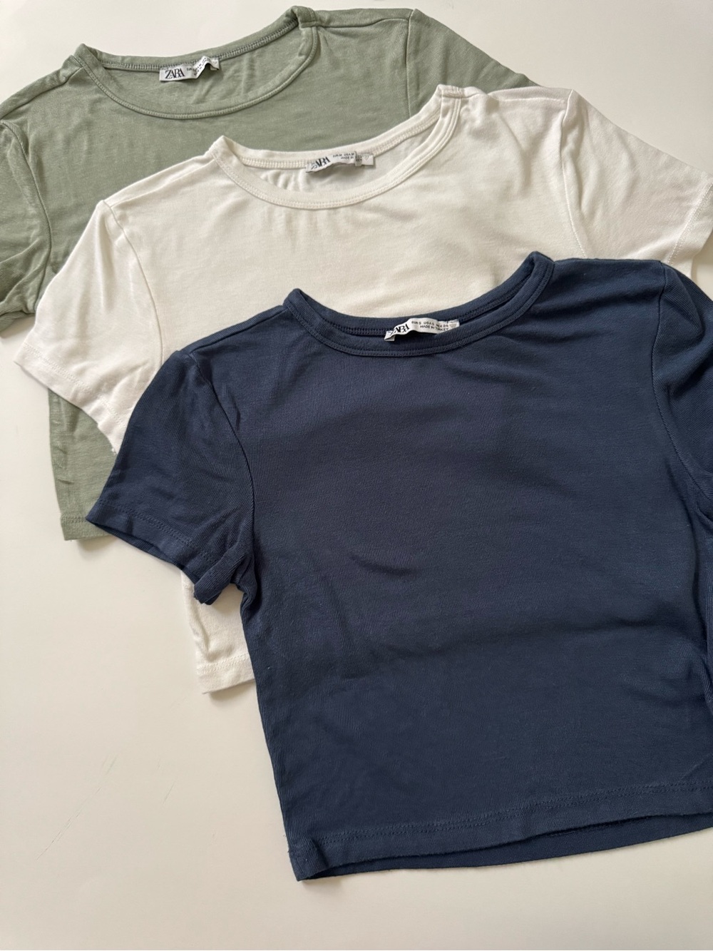 Zara Short Sleeve Tees - Navy small, White & Olive- medium sale three together
